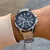 Tommy Hilfiger Mason Multifunction Black Dial Silver Steel Strap Watch For Men - 1791936 Buy Now By Tommy Hilfiger