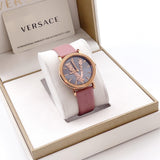 Versace Virtus Quartz Grey Dial Pink Leather Strap Watch for Women - VEHC00319 Buy Now By Versace