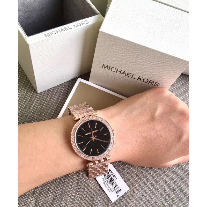 Michael Kors Darci Black Dial Rose Gold Steel Strap Watch for Women - MK3402 Buy Now By Michael Kors