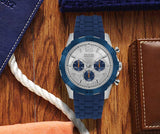 Guess Caliber Chronograph White Dial Blue Rubber Strap Watch for Men - W0864G6 Buy Now By Guess