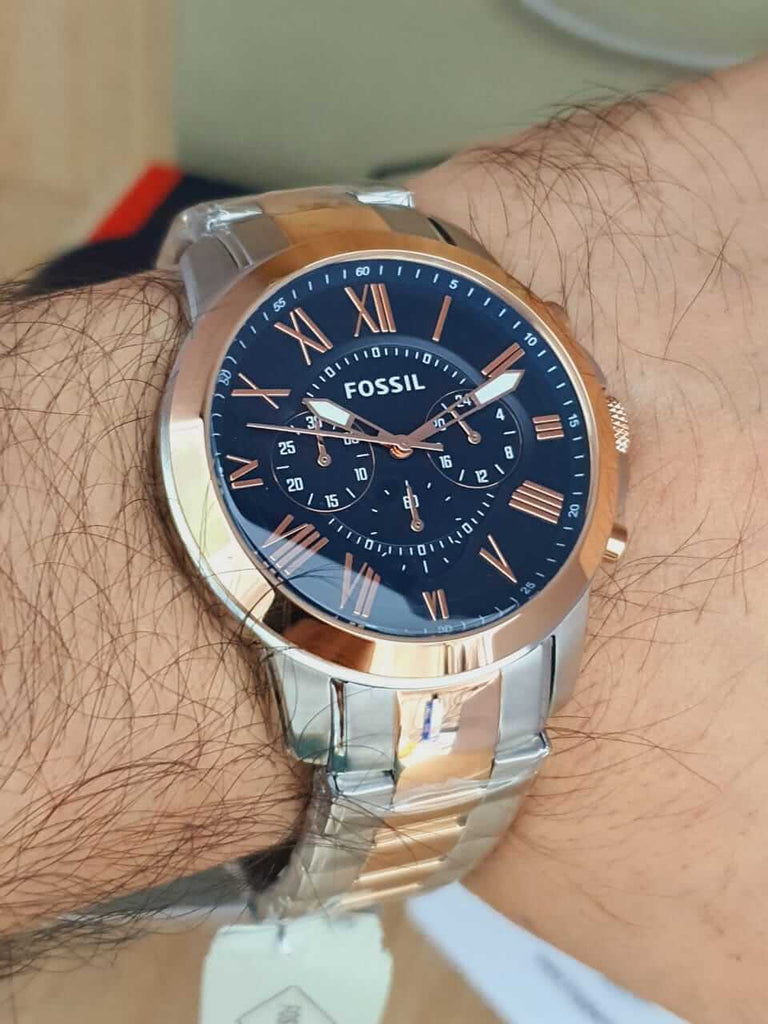 Fossil Grant Chronograph Blue Dial Two Tone Steel Strap Watch for Men - FS5024 Buy Now By Fossil