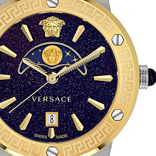 Versace Greca Moonphase Analog Black Dial Black Leather Strap Watch For Men - VE7G00123 Buy Now By Versace