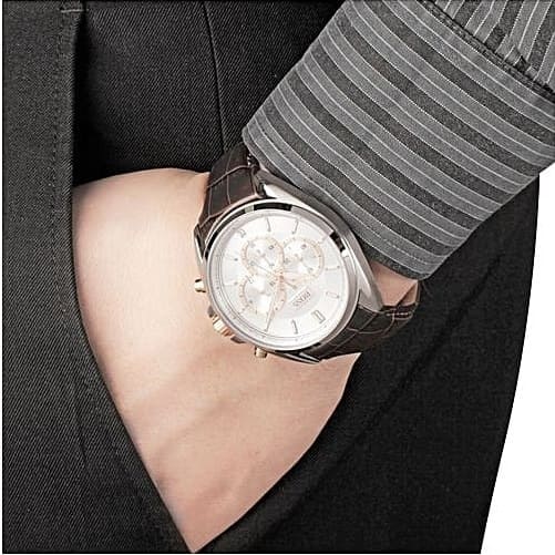 Hugo Boss Driver Quartz Silver Dial Brown Leather Strap Watch For Men - HB1512881 Buy Now By Hugo Boss