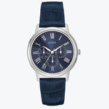 Guess Wafer Chronograph Quartz Blue Dial Blue Leather Strap Watch For Men - W0496G3 Buy Now By Guess
