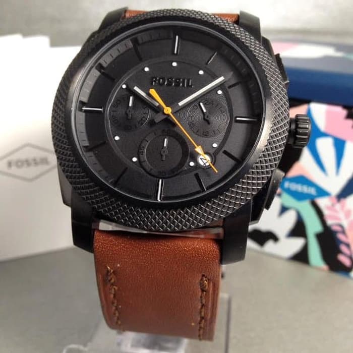 Fossil Machine Chronograph Black Dial Brown Leather Strap Watch for Men - FS5234 Buy Now By Fossil