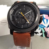 Fossil Machine Chronograph Black Dial Brown Leather Strap Watch for Men - FS5234 Buy Now By Fossil