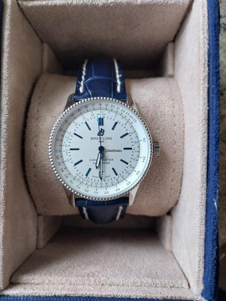 Breitling Navitimer Automatic 41mm White Dial Blue Leather Strap Watch for Men - A173263A1G1P1 Buy Now By Breitling