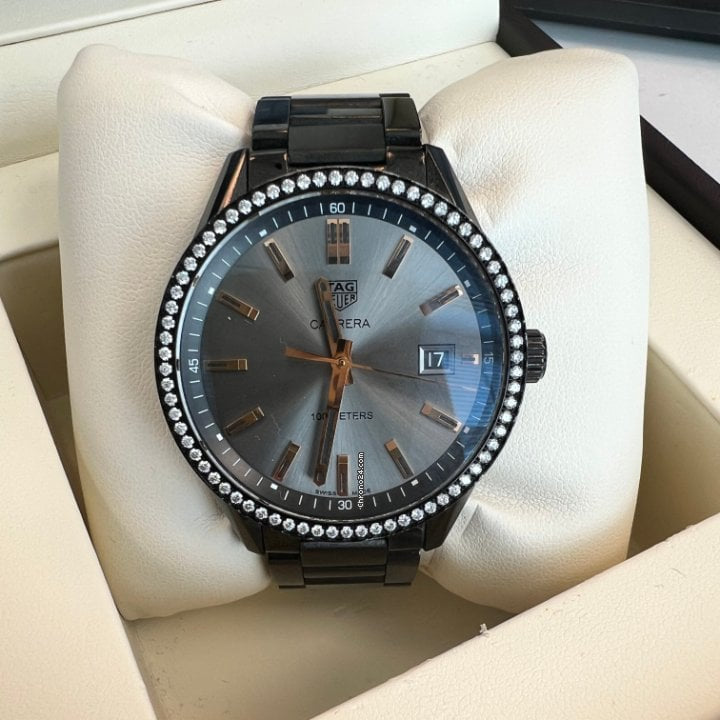 Tag Heuer Carrera Quartz Diamonds Black Dial Black Steel Strap Watch for Women - WAR1115.BA0602 Buy Now By Tag Heuer