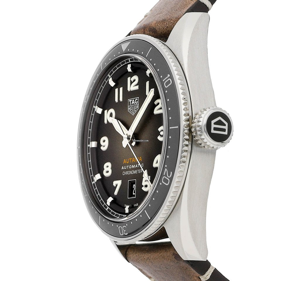 Tag Heuer Autavia Automatic Grey Dial Brown Leather Strap Watch for Men - WBE5114.FC8266 Buy Now By Tag Heuer