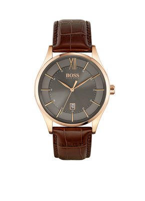 Hugo Boss Ambassador Grey Dial Brown Leather Strap Watch for Men - 1513387 Buy Now By Hugo Boss