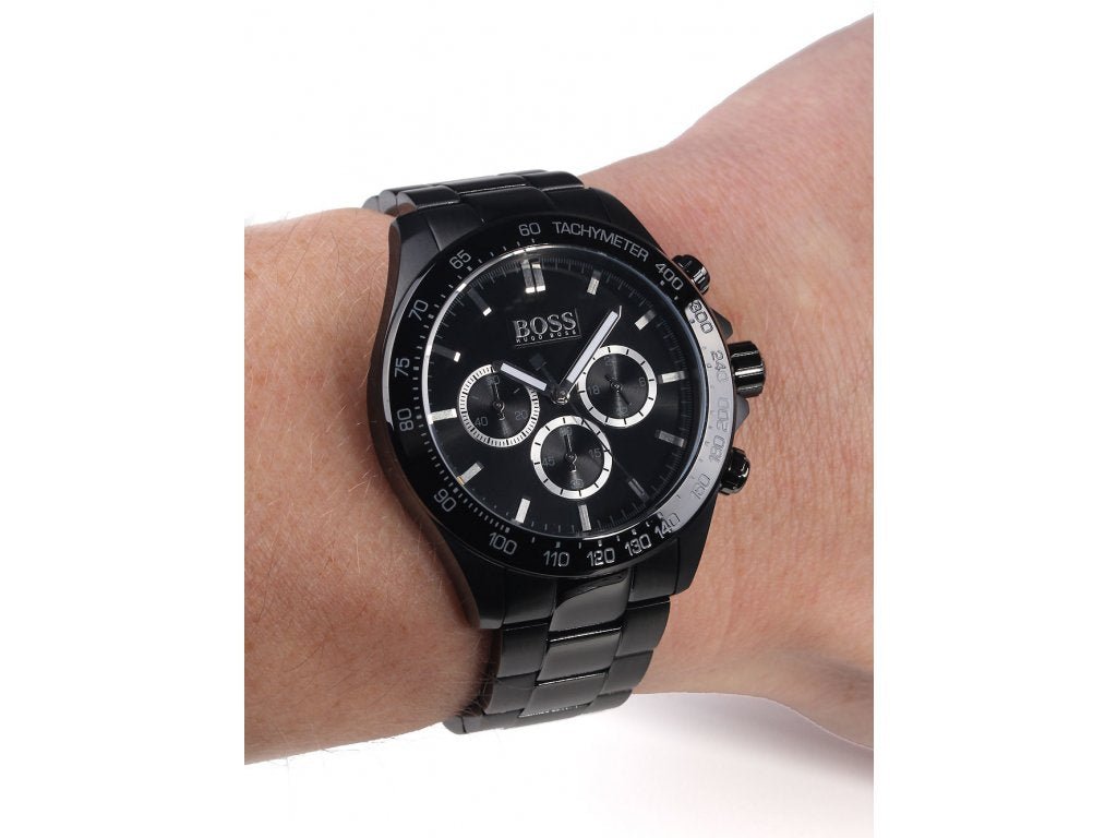 Hugo Boss Ikon Chronograph Black Dial Black Steel Strap Watch for Men - 1512961 Buy Now By Hugo Boss
