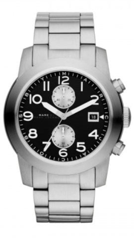 Marc Jacobs Larry Chronograph Black Dial Silver Steel Strap Watch for Men - MBM5050 Buy Now By Marc Jacobs