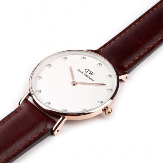 Daniel Wellington Classy St Mawes White Dial Brown Leather Strap Watch For Women - DW00100075 Buy Now By Daniel Wellington