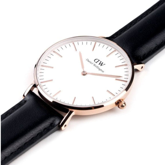 Daniel Wellington Classic Sheffield White Dial Black Leather Strap Watch for Women - DW00100036 Buy Now By Daniel Wellington