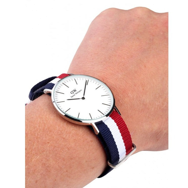 Daniel Wellington Classic Cambridge White Dial Two Tone Nylon Strap Watch For Men - DW00100017 Buy Now By Daniel Wellington