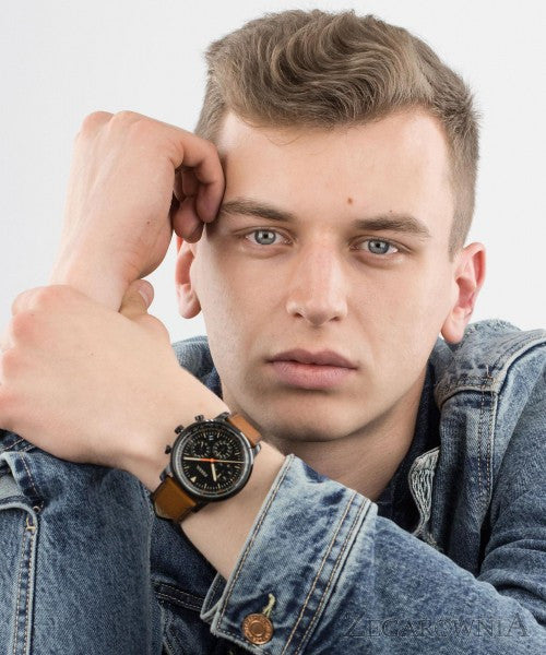 Fossil Goodwin Luggage Chronograph Black Dial Brown Leather Strap Watch for Men - FS5501 Buy Now By Fossil