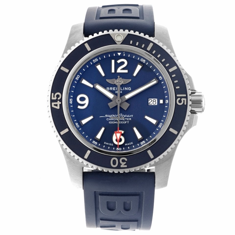 Breitling Superocean 44mm Automatic Blue Dial Blue Rubber Strap Watch for Men - A17367D81C1S2 Buy Now By Breitling