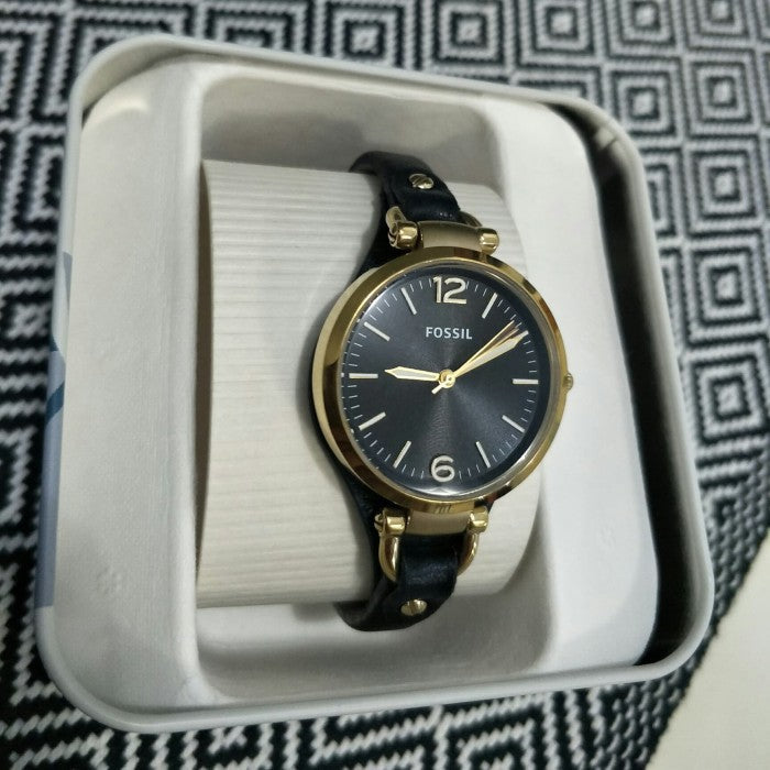 Fossil Georgia Black Dial Black Leather Strap Watch for Women - ES3148 Buy Now By Fossil
