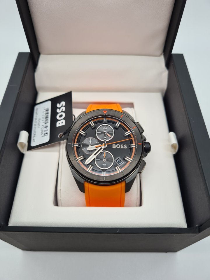 Hugo Boss Volane Black Dial Orange Silicone Strap Watch for Men - 1513957 Buy Now By Hugo Boss