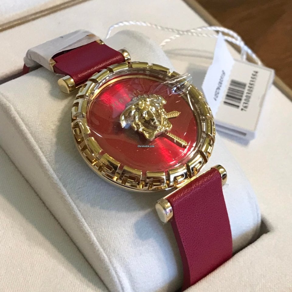 Versace Palazzo Empire Greca Red Dial Red Leather Strap Watch for Women - VEDV00319 Buy Now By Versace