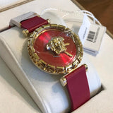 Versace Palazzo Empire Greca Red Dial Red Leather Strap Watch for Women - VEDV00319 Buy Now By Versace