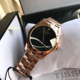 Tissot T Wave Black Dial Rose Gold Steel Strap Watch For Women - T112.210.33.051.00 Buy Now By Tissot