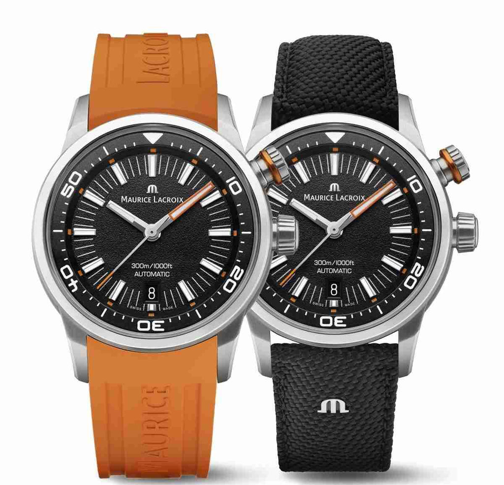 Maurice Lacroix Pontos S Diver Black Dial Orange Rubber Strap Watch For Men - PT6248-SS00L-330-J Buy Now By Maurice Lacroix