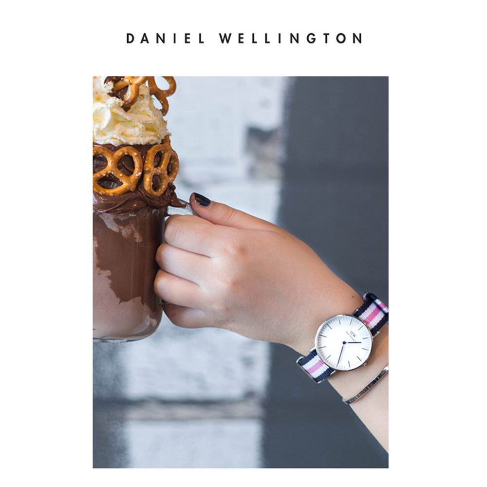 Daniel Wellington Classic South Hampton White Dial Two Tone Nylon Strap Watch For Women - DW00100034 Buy Now By Daniel Wellington