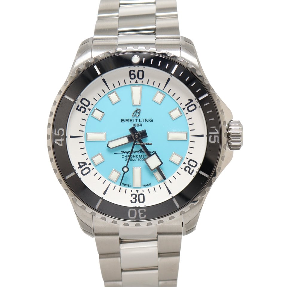 Breitling Superocean Automatic 44mm Turquoise Dial Silver Steel Strap Watch for Men - A17376211L2A1 Buy Now By Breitling