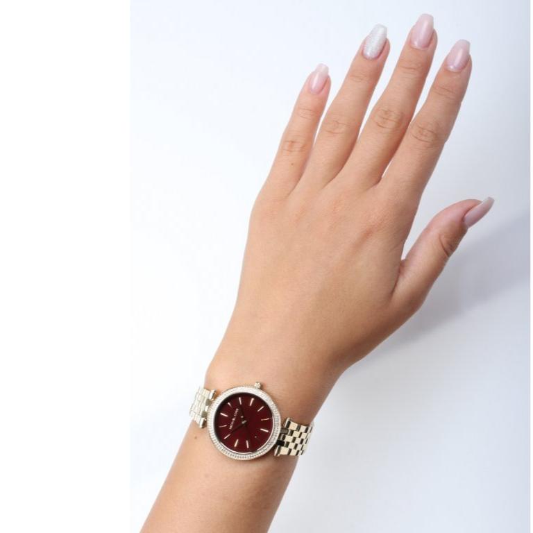 Michael Kors Darci Quartz Mother of Pearl Red Dial Gold Steel Strap Watch For Women - MK3583 Buy Now By Michael Kors