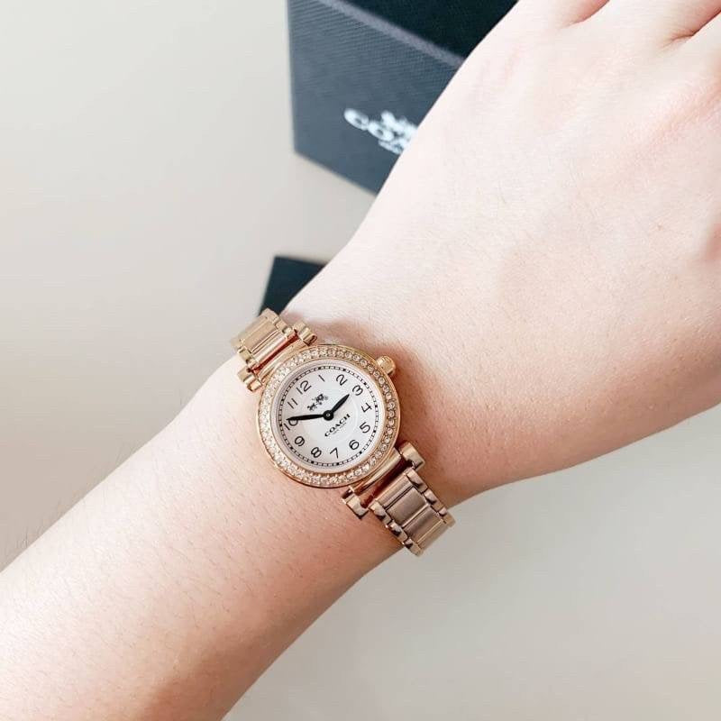 Coach Madison Crystals White Dial Rose Gold Steel Strap Watch For Women - 14502405 Buy Now By Coach