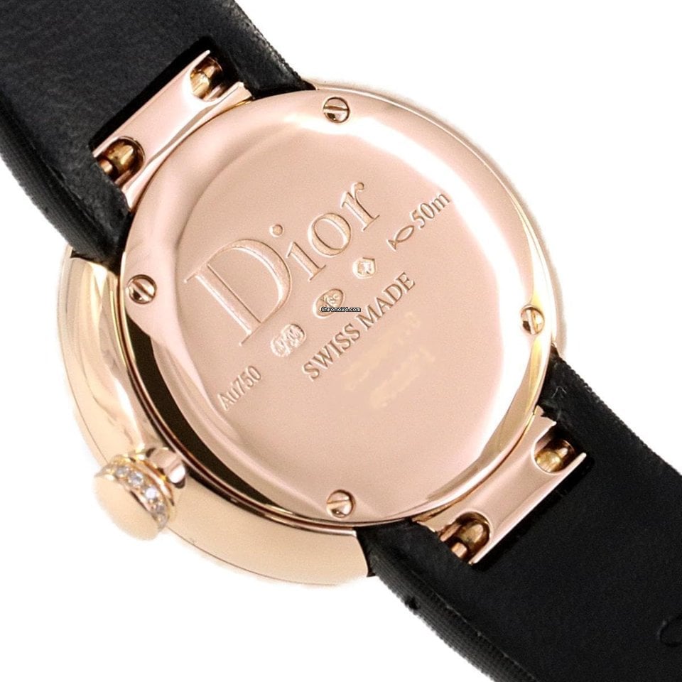 Dior La D De Diamonds Black Dial Black Leather Strap Watch for Women - CD047170A005 0000 Buy Now By Dior
