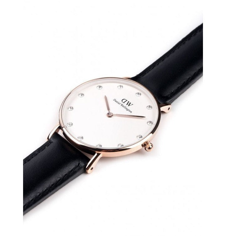 Daniel Wellington Classic Sheffield White Dial Black Leather Strap Watch For Women - DW00100076 Buy Now By Daniel Wellington
