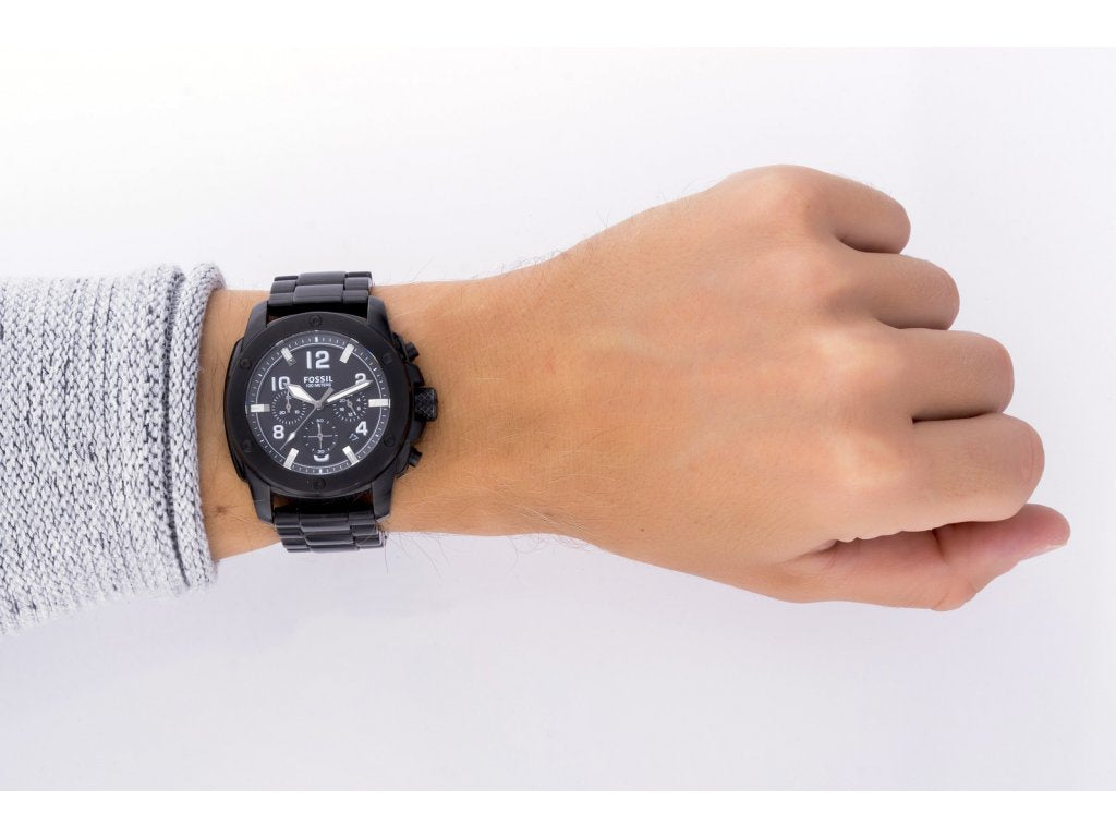 Fossil Machine Chronograph Black Dial Black Steel Strap Watch for Men - FS4927 Buy Now By Fossil