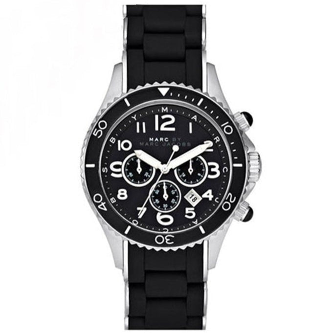 Marc Jacobs Rock Chronograph Black Dial Black Silicone Strap Watch for Women - MBM2551 Buy Now By Marc Jacobs