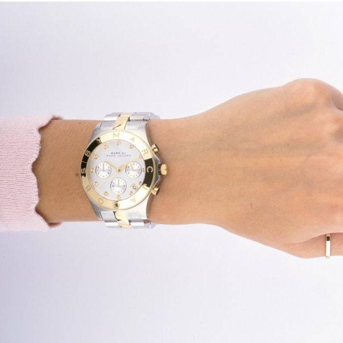 Marc Jacobs Blade Chronograph Silver Dial Two Tone Steel Strap Watch for Women - MBM3177 Buy Now By Marc Jacobs