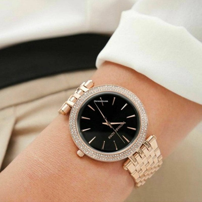 Michael Kors Darci Black Dial Rose Gold Steel Strap Watch for Women - MK3402 Buy Now By Michael Kors