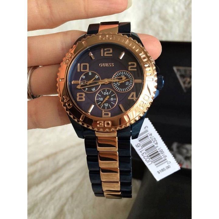 Guess BFF Multifunction Blue Dial Two Tone Steel Strap Watch for Women - W0231L6 Buy Now By Guess