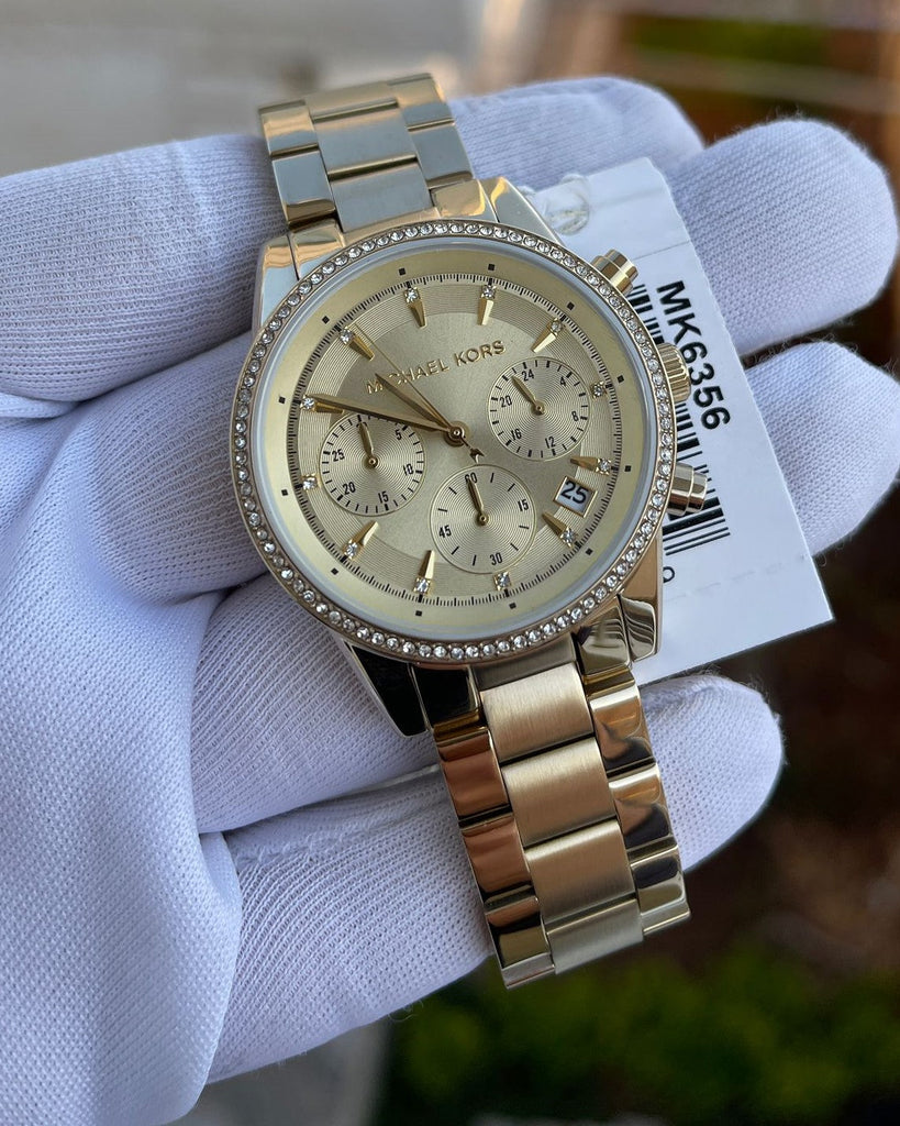 Michael Kors Ritz Gold Dial Gold Steel Strap Watch for Women - MK6356 Buy Now By Michael Kors