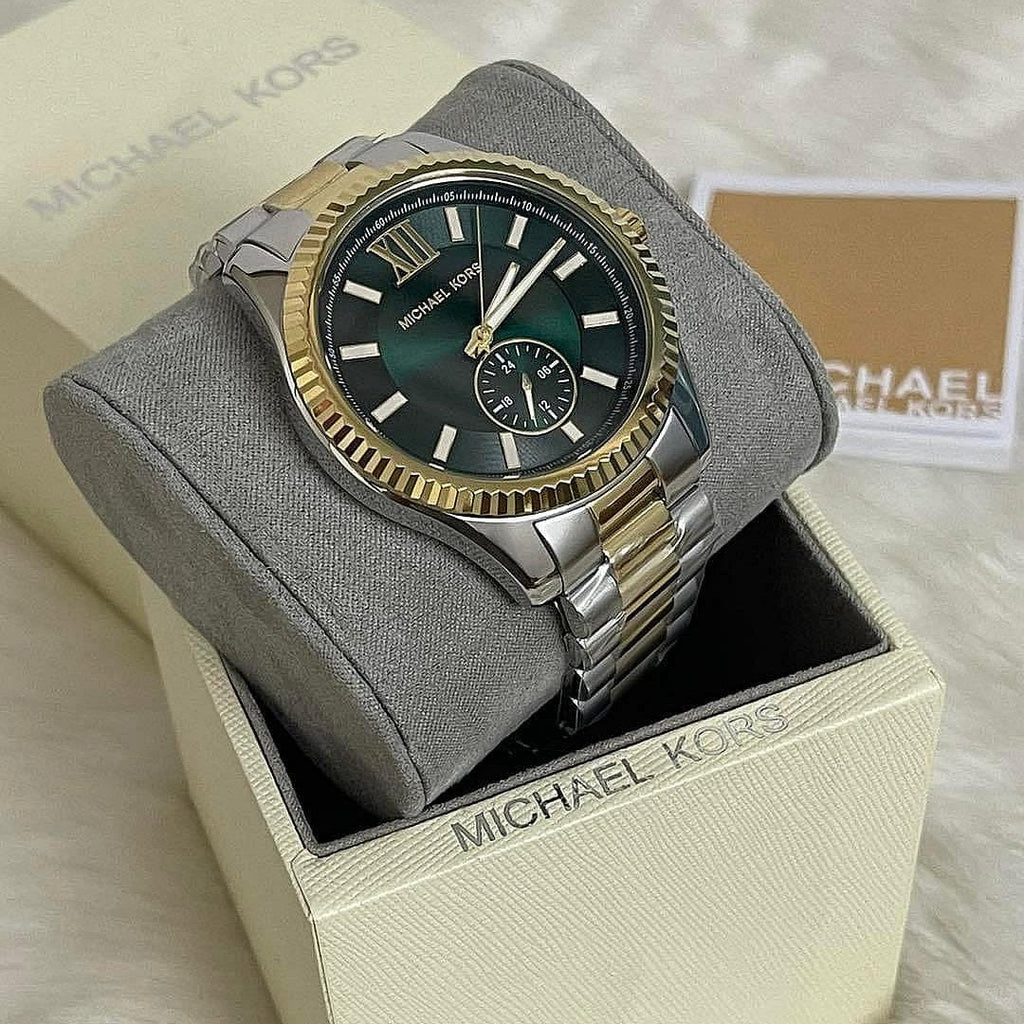 Michael Kors Lexington Quartz Green Dial Two Tone Steel Strap Watch For Men - MK9063 Buy Now By Michael Kors