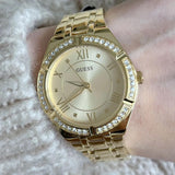 Guess Cosmo Diamonds Gold Dial Gold Steel Strap Watch For Women - GW0033L2 Buy Now By Guess