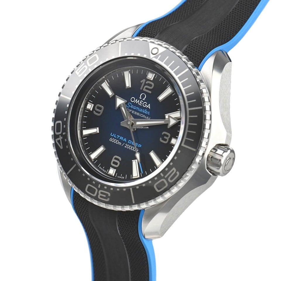 Omega Planet Ocean 6000M Co Axial Master Chronometer 45.5mm Blue Dial Black Rubber Strap Watch for Men - 21532462103001 Buy Now By Omega