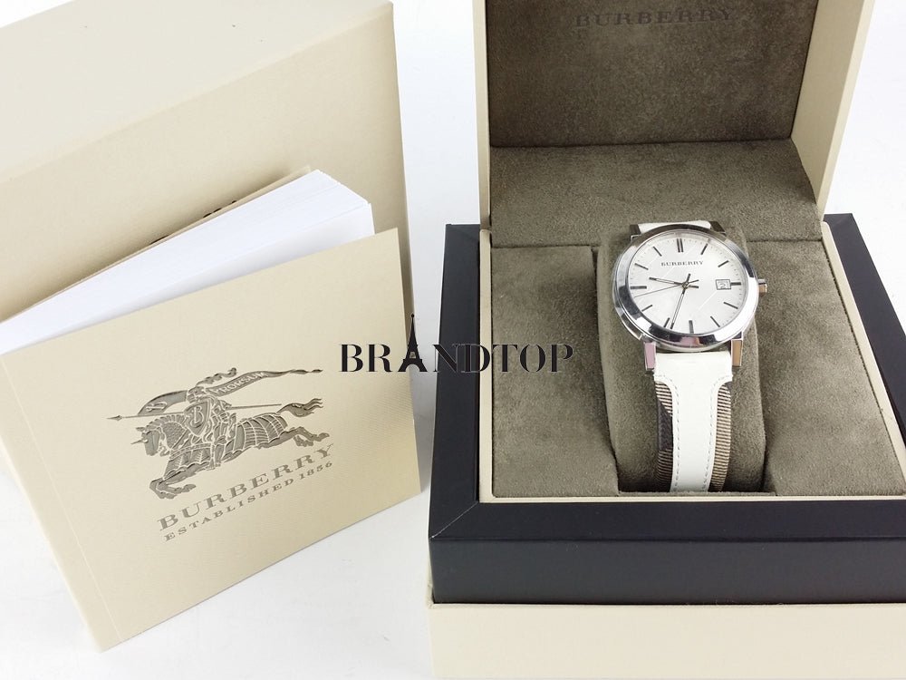 Burberry The City Silver Dial White Leather Strap Watch for Women - BU9019 Buy Now By Burberry