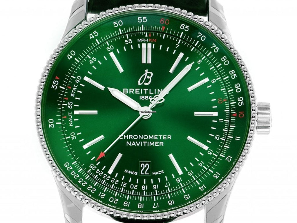 Breitling Navitimer Automatic 41mm Green Dial Green Leather Strap Watch for Men - A17326361L1P1 Buy Now By Breitling