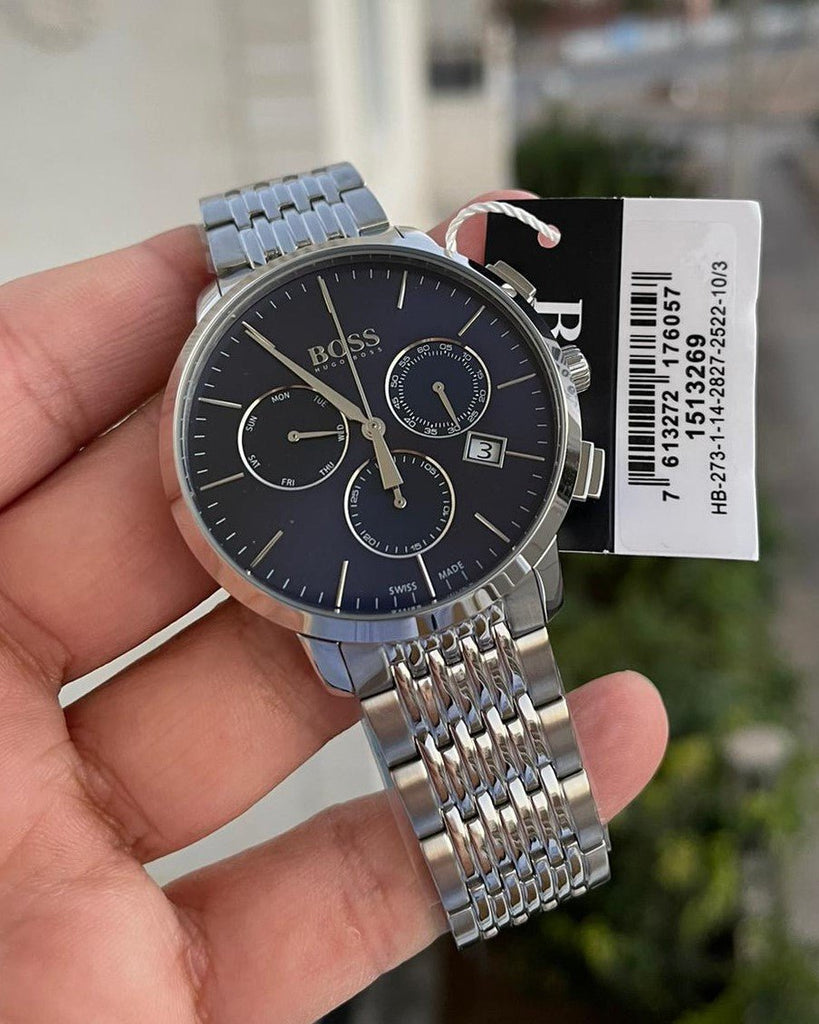 Hugo Boss Associate Blue Dial Silver Steel Strap Watch for Men - 1513269 Buy Now By Hugo Boss