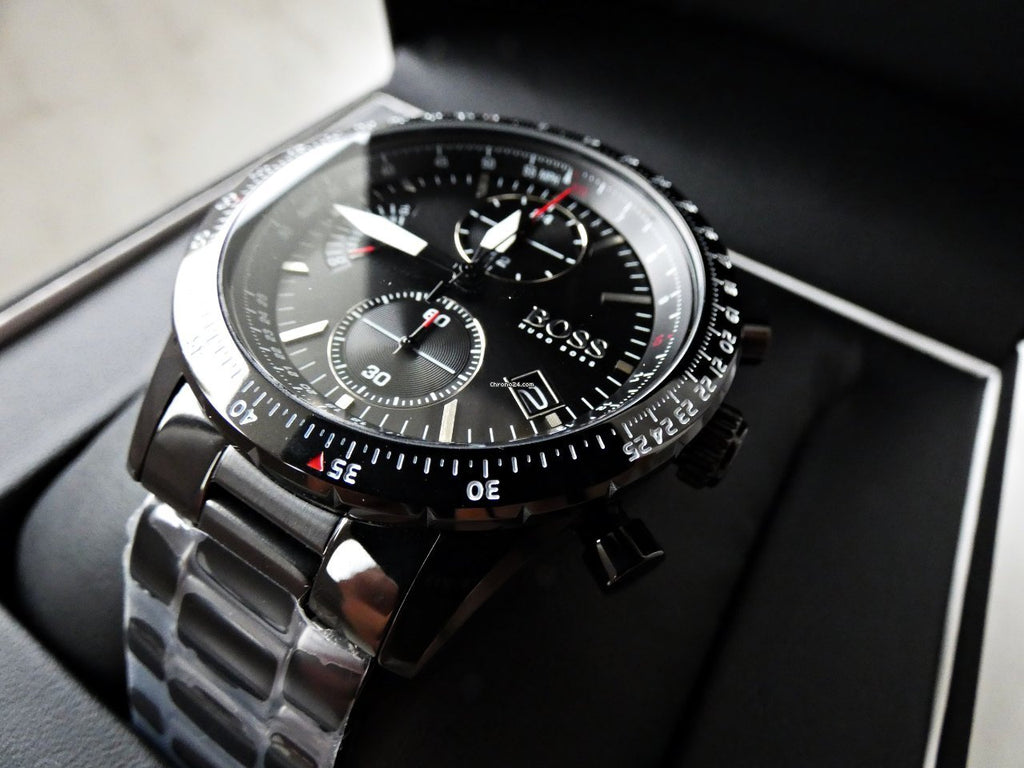 Hugo Boss Pilot Edition Chronograph Black Dial Black Steel Strap Watch for Men - 1513854 Buy Now By Hugo Boss