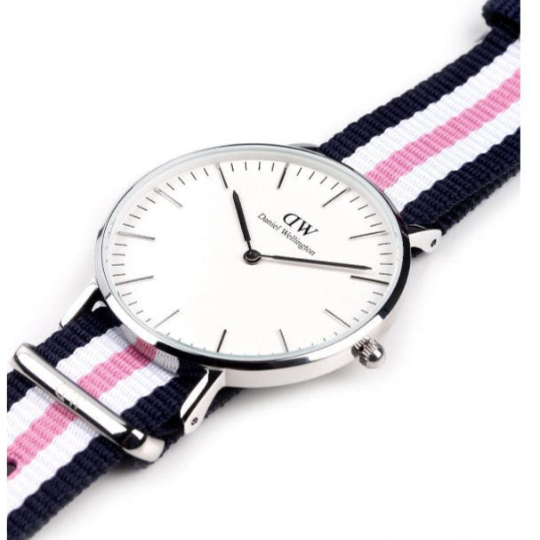 Daniel Wellington Classic Southampton White Dial Three Tone Nylon Strap Watch For Women - DW00100050 Buy Now By Daniel Wellington