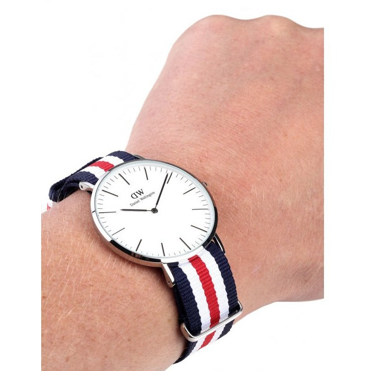 Daniel Wellington Classic Canterbury White Dial Two Tone Nylon Strap Watch For Men - DW00100016 Buy Now By Daniel Wellington