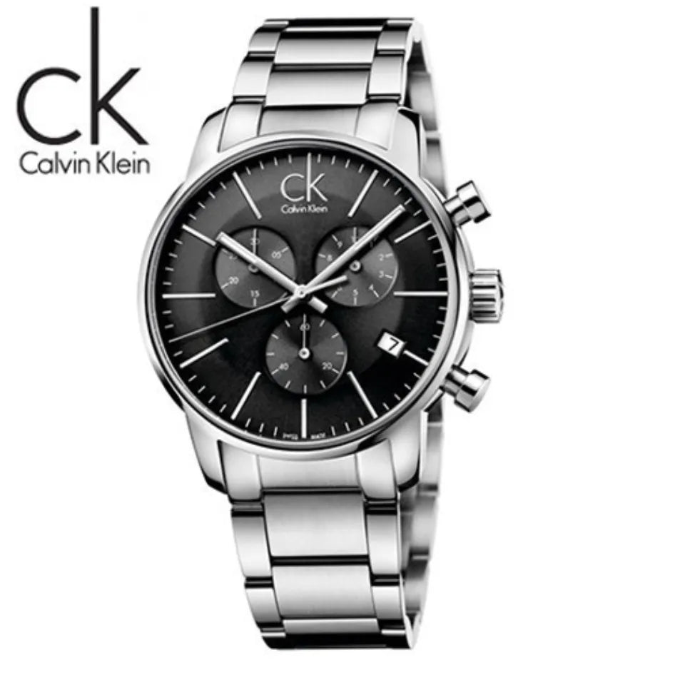 Calvin Klein Post Minimal Chronograph Black Dial Silver Steel Strap Watch for Men - K7627161 Buy Now By Calvin Klein