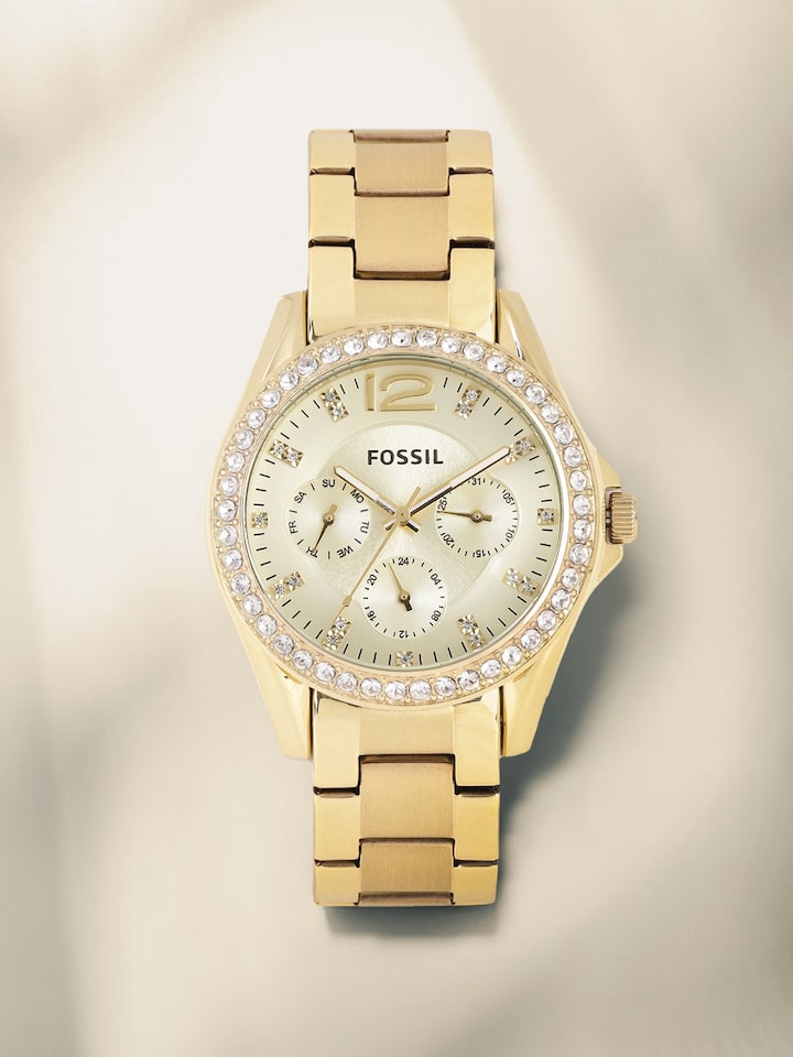 Fossil Riley Gold Dial Gold Steel Strap Watch for Women - ES3203 Buy Now By Fossil